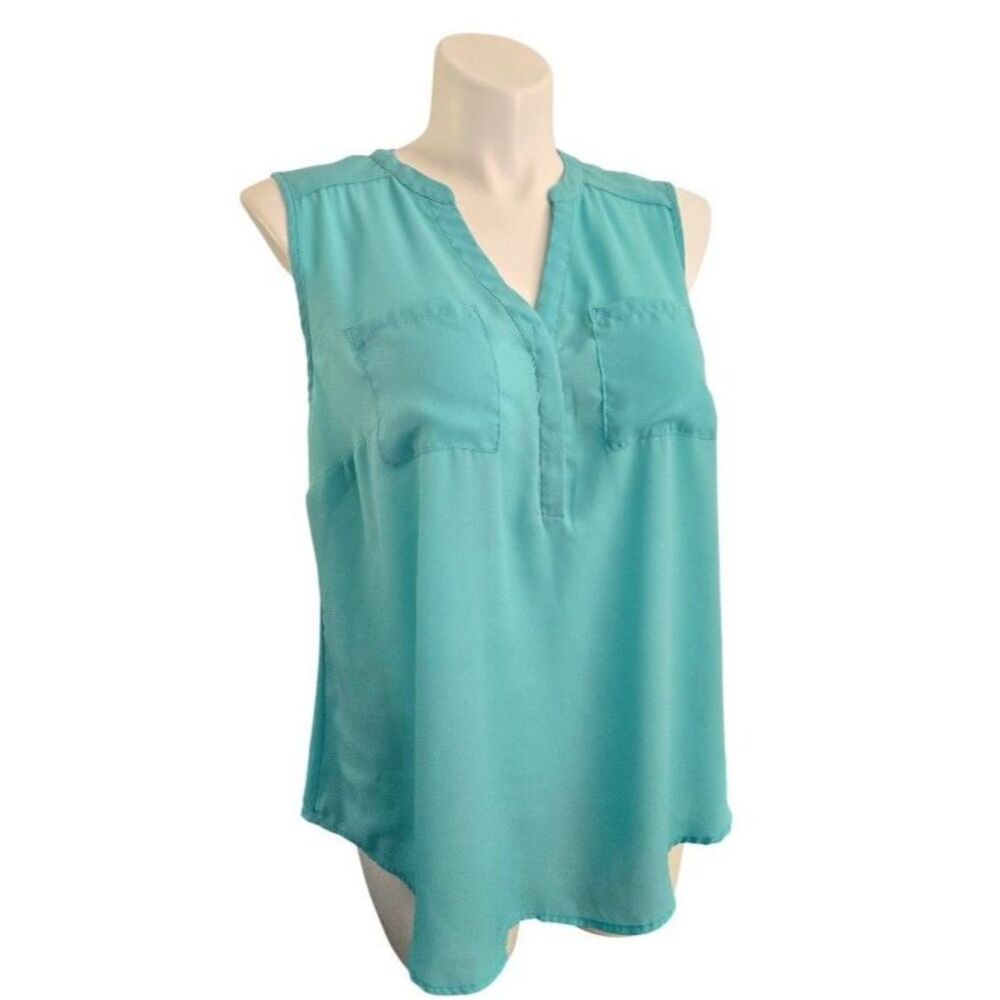 Torrid Harper Teal Dressy Tank Women Size 1 Turquoise Sleeveless 100% Poly